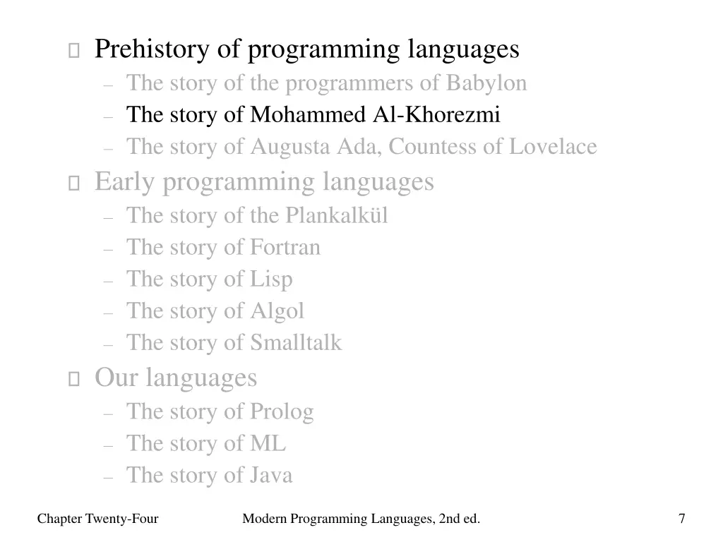 prehistory of programming languages the story 1
