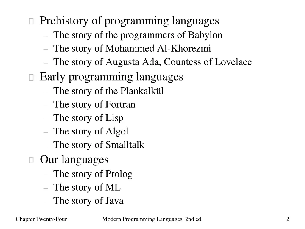 prehistory of programming languages the story