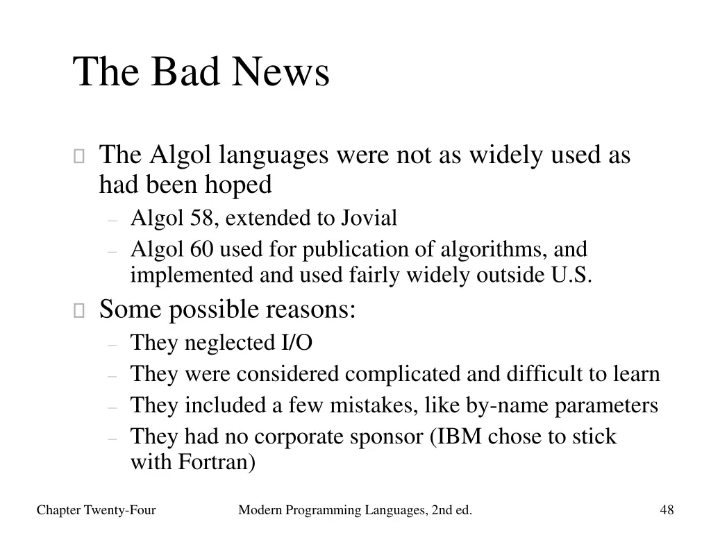 the bad news