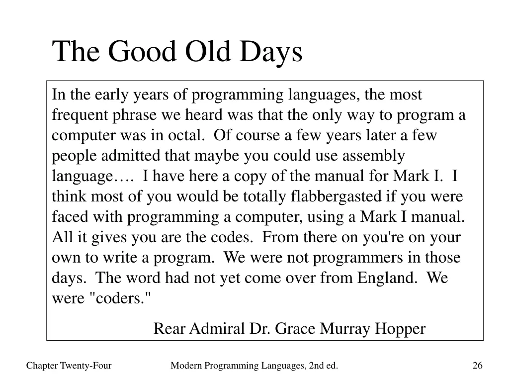 the good old days