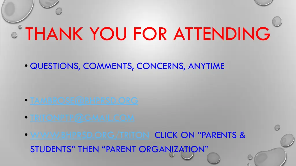 thank you for attending