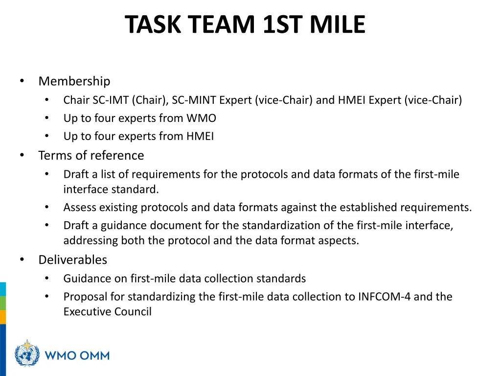task team 1st mile