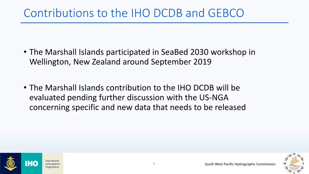 contributions to the iho dcdb and gebco