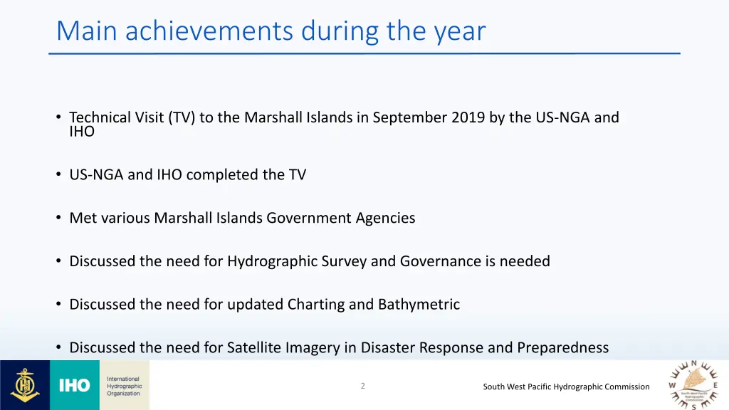 main achievements during the year