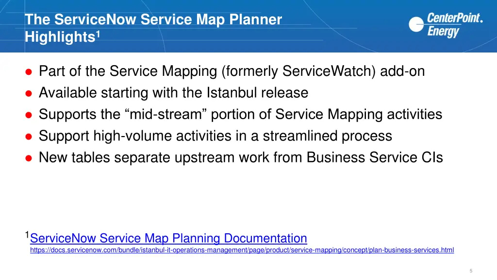the servicenow service map planner highlights 1
