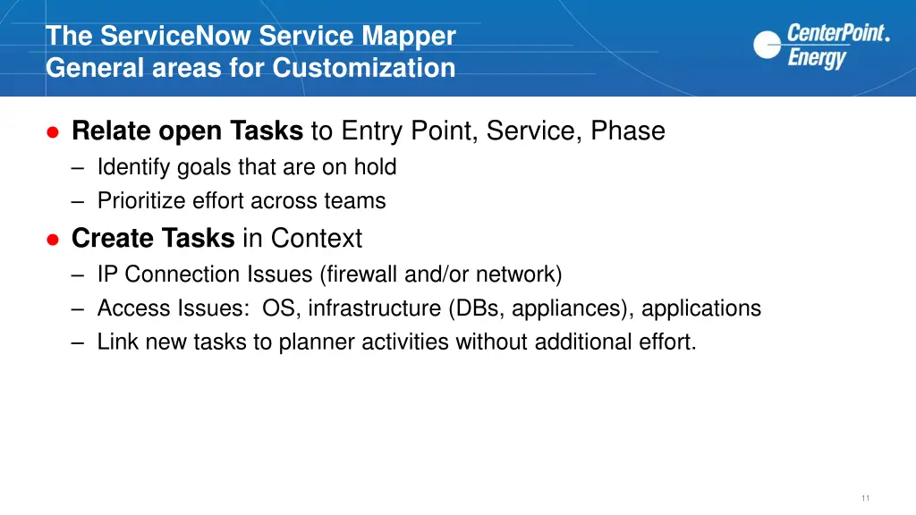 the servicenow service mapper general areas