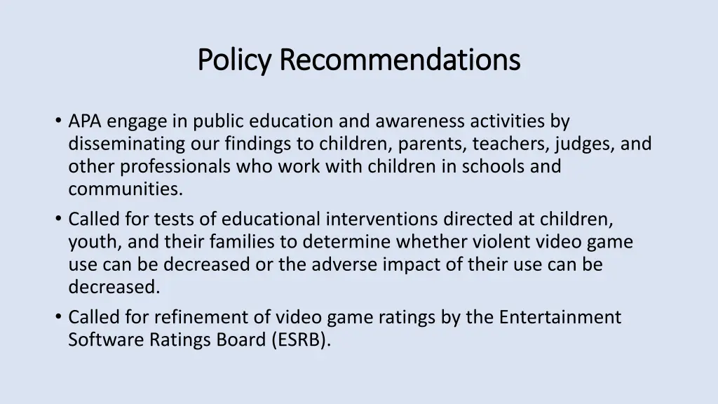 policy recommendations policy recommendations
