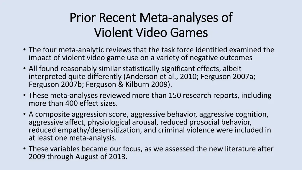 prior recent meta prior recent meta analyses