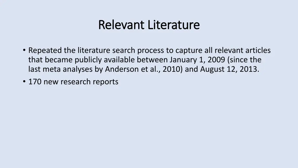 relevant literature relevant literature