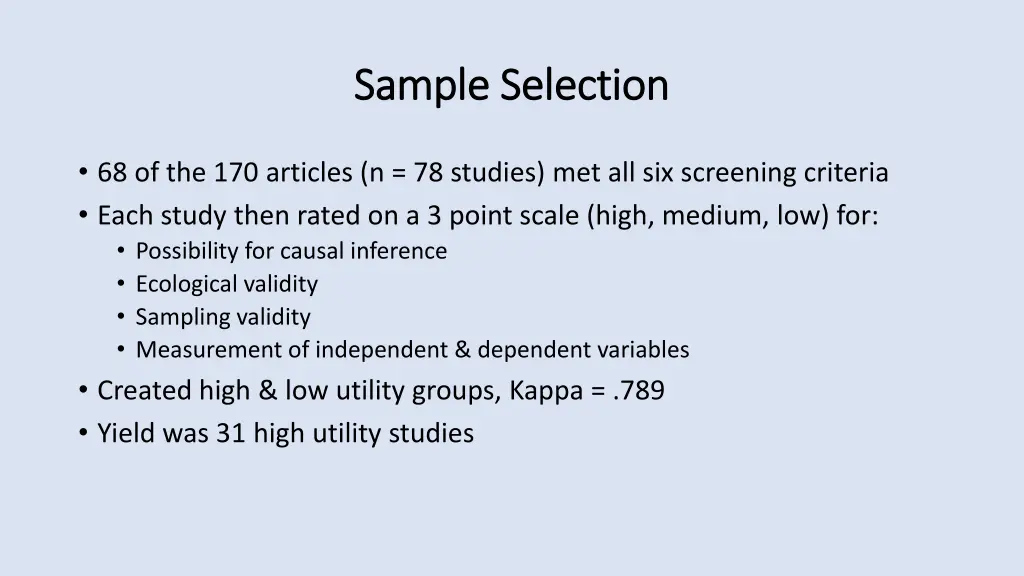 sample selection sample selection