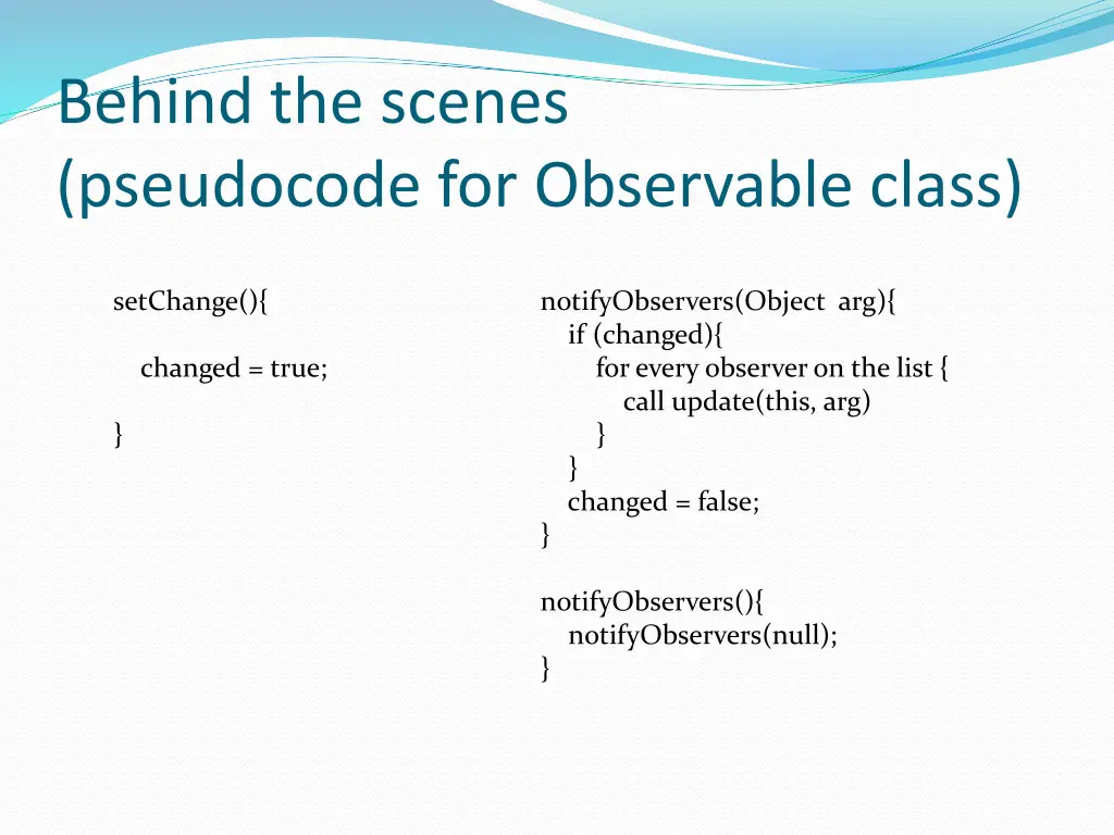 behind the scenes pseudocode for observable class