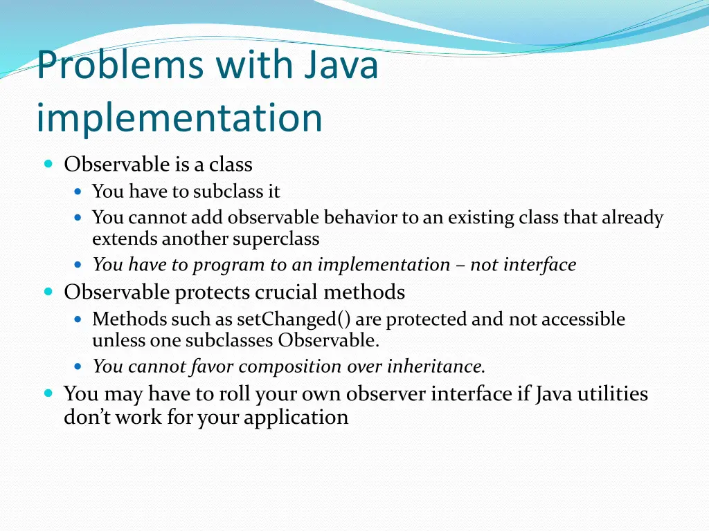 problems with java implementation