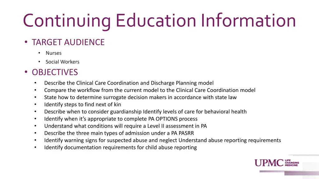 continuing education information 1