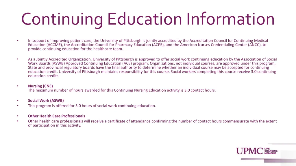 continuing education information
