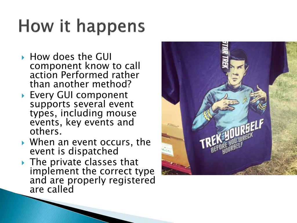 how does the gui component know to call action