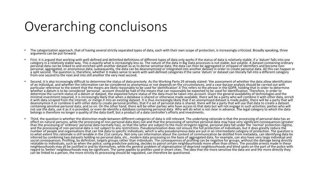 overarching concluisons
