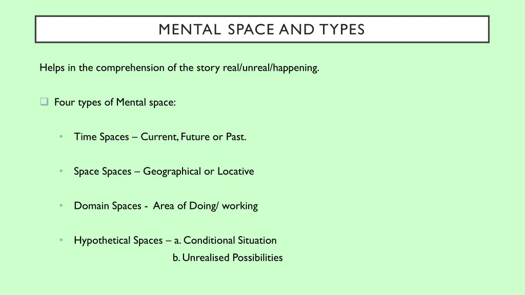 mental space and types