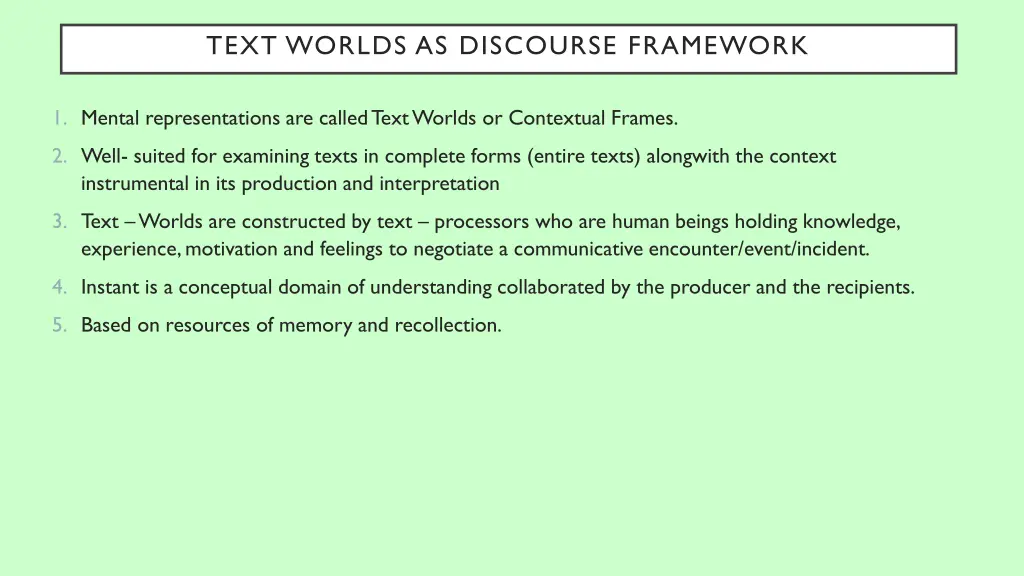 text worlds as discourse framework