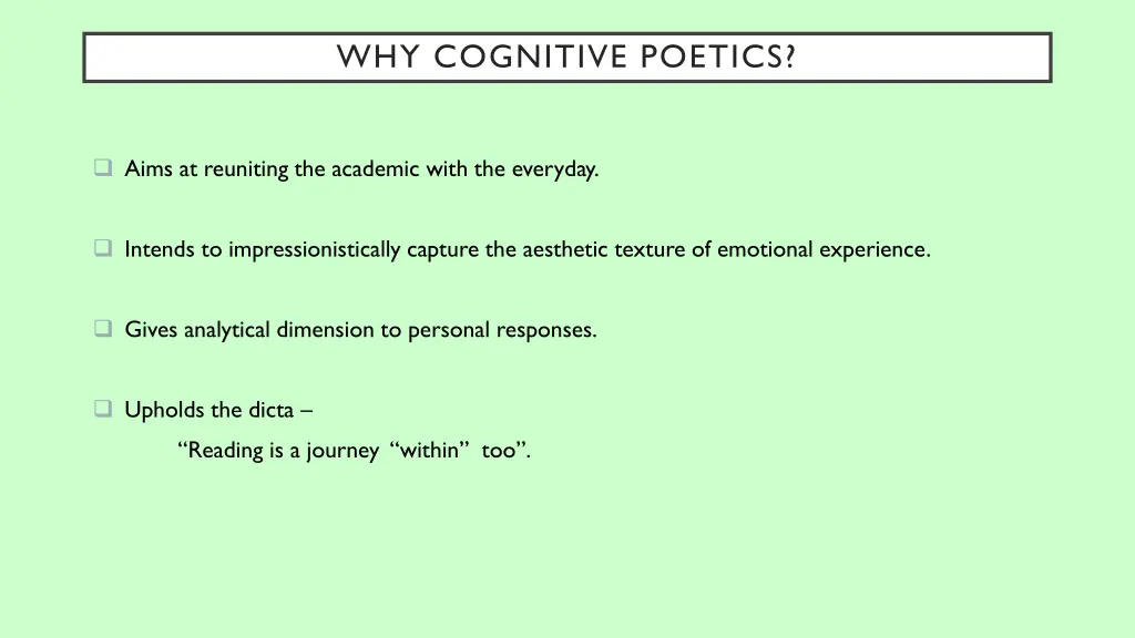 why cognitive poetics
