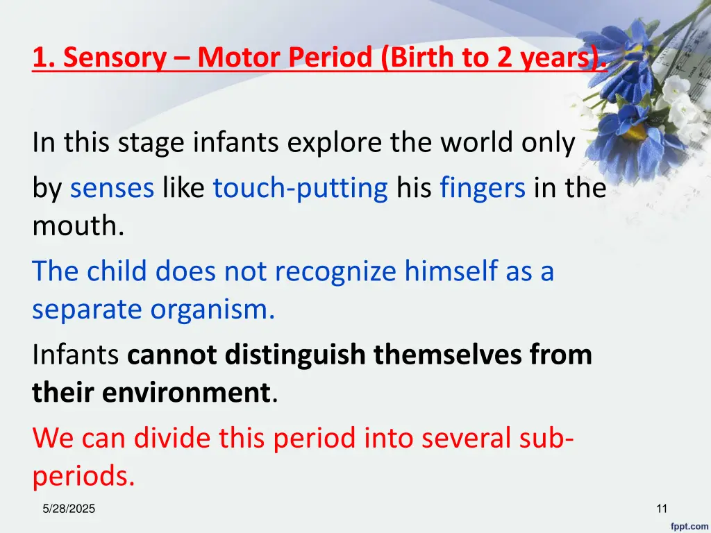 1 sensory motor period birth to 2 years