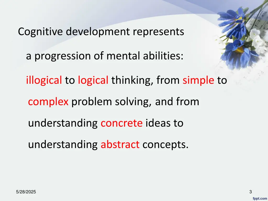 cognitive development represents