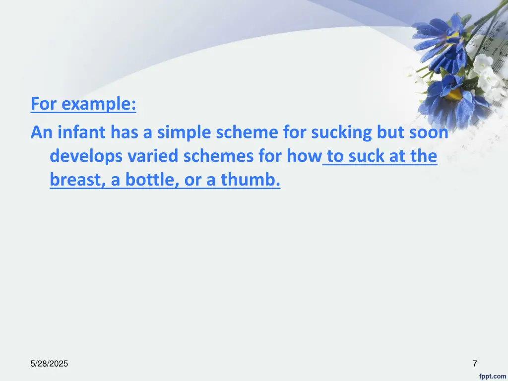 for example an infant has a simple scheme