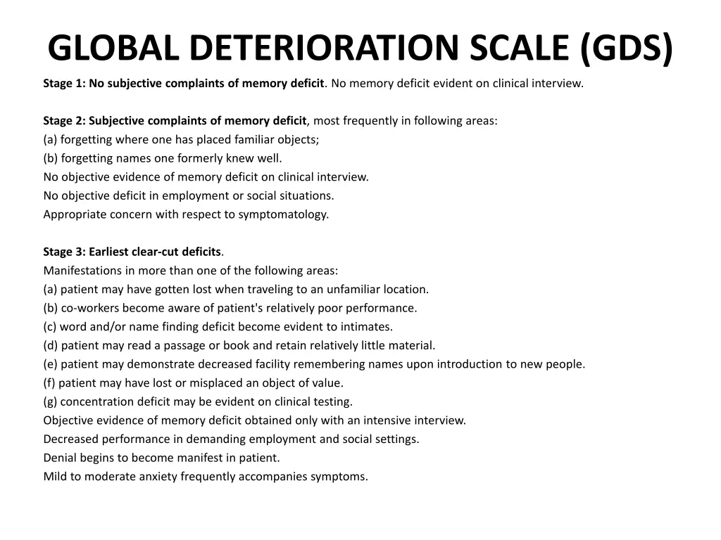 global deterioration scale gds