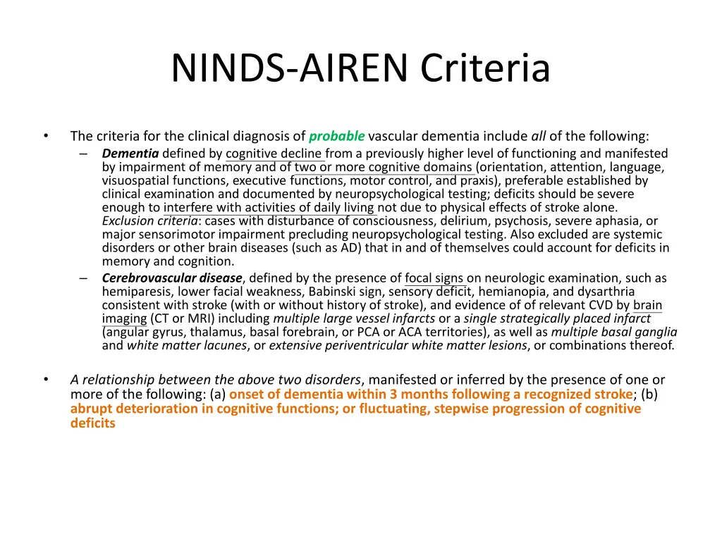 ninds airen criteria