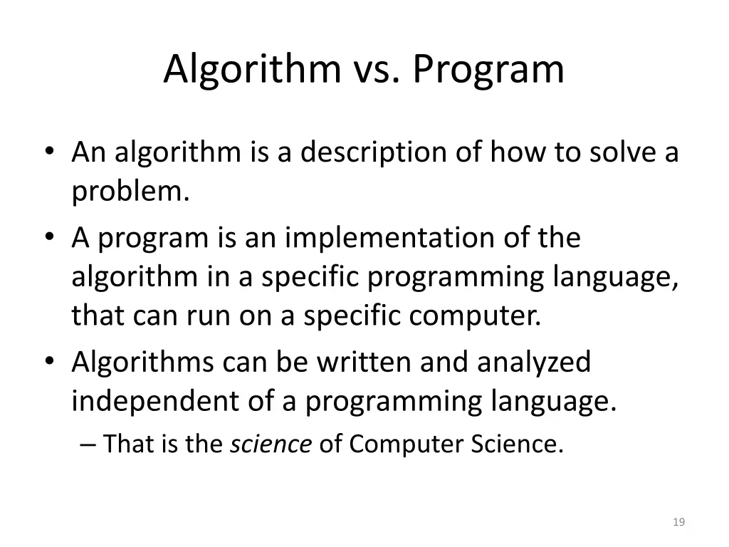 algorithm vs program