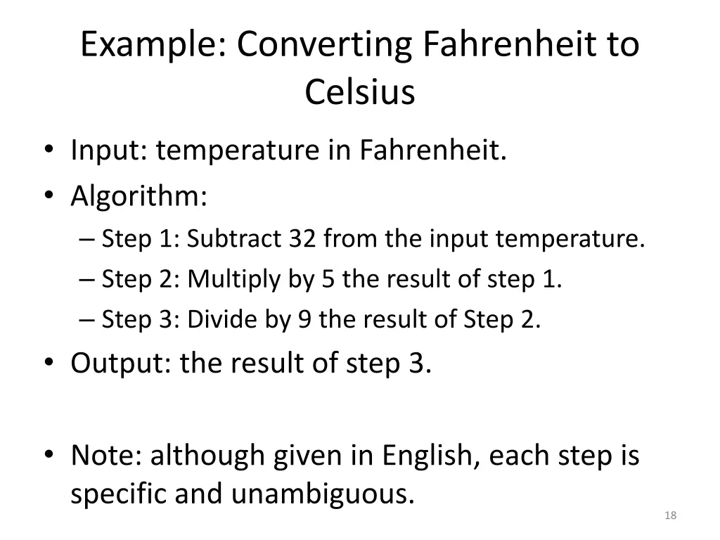 example converting fahrenheit to celsius