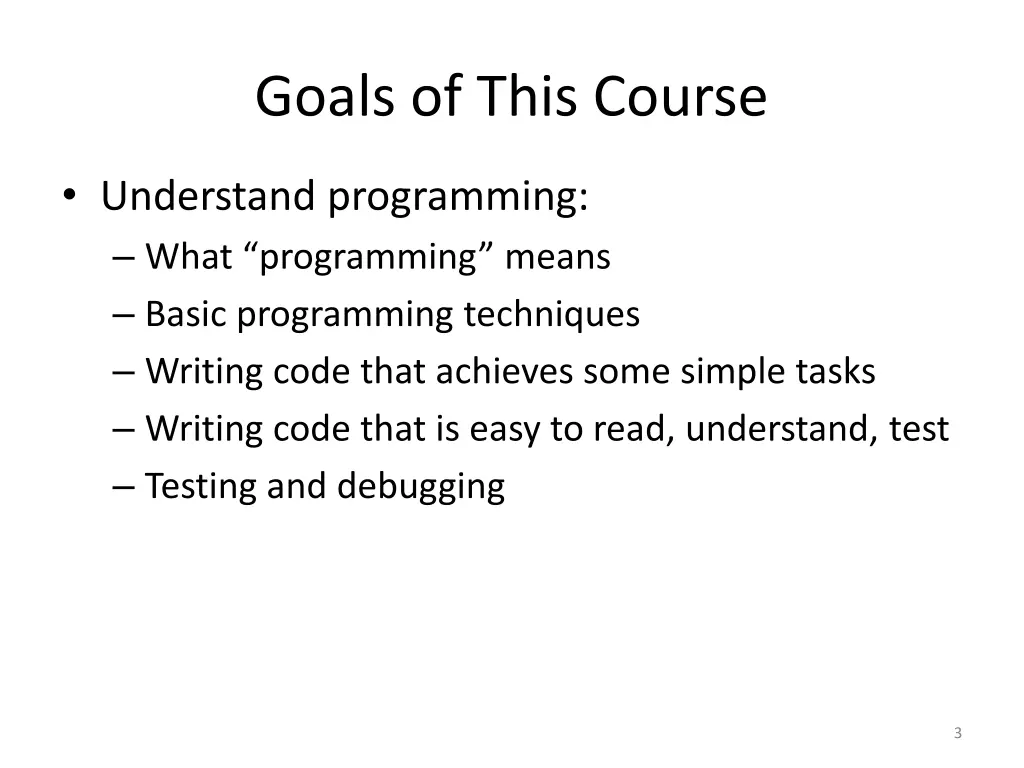 goals of this course 1