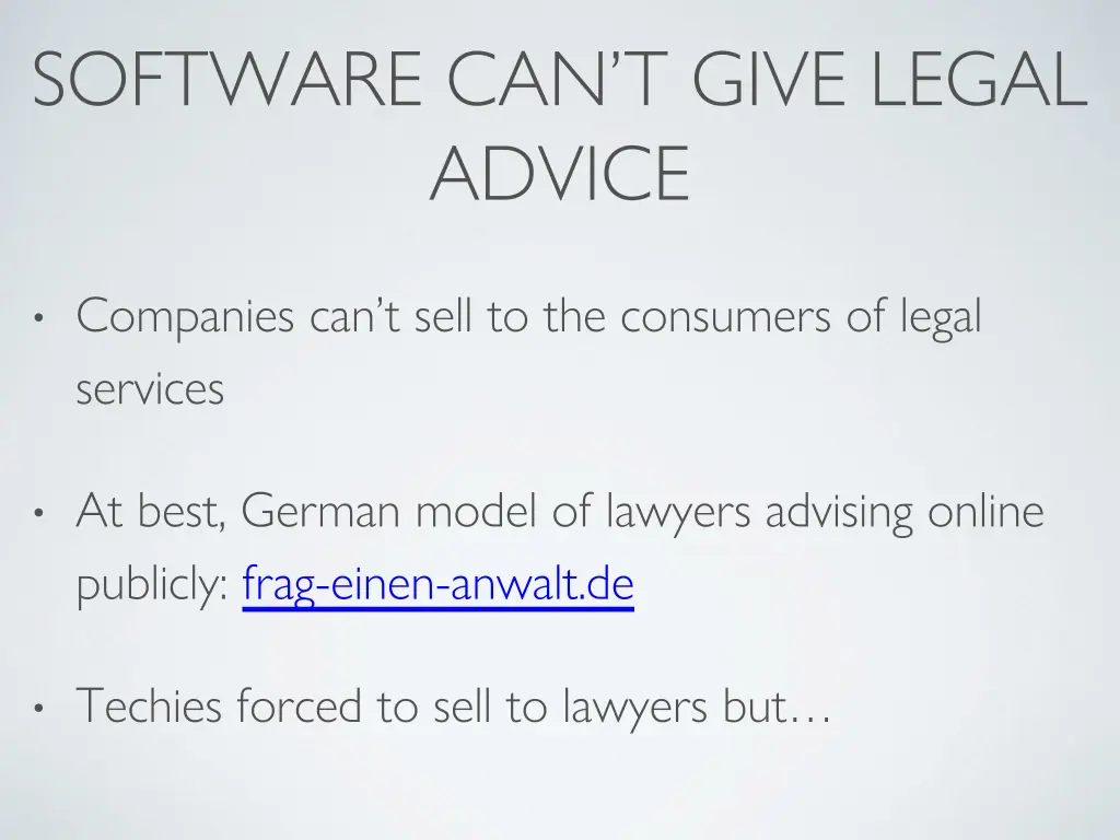 software can t give legal advice