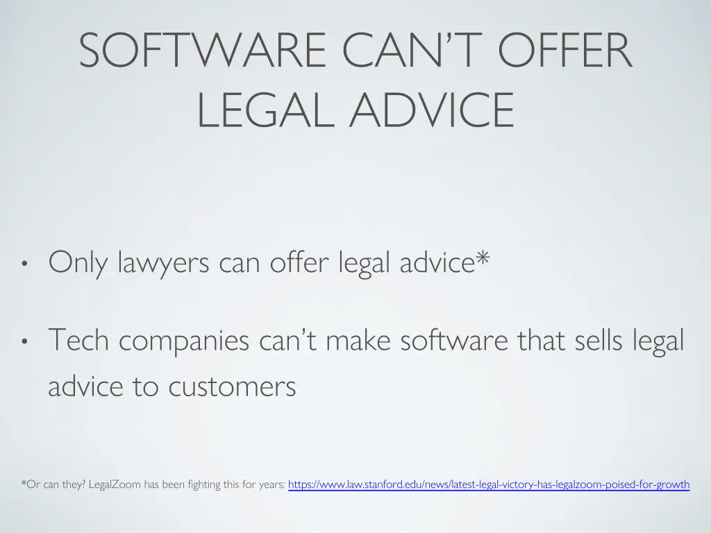 software can t offer legal advice