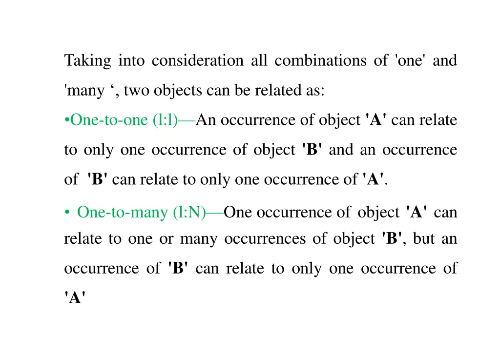 taking into consideration all combinations
