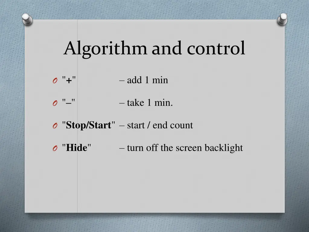 algorithm and control