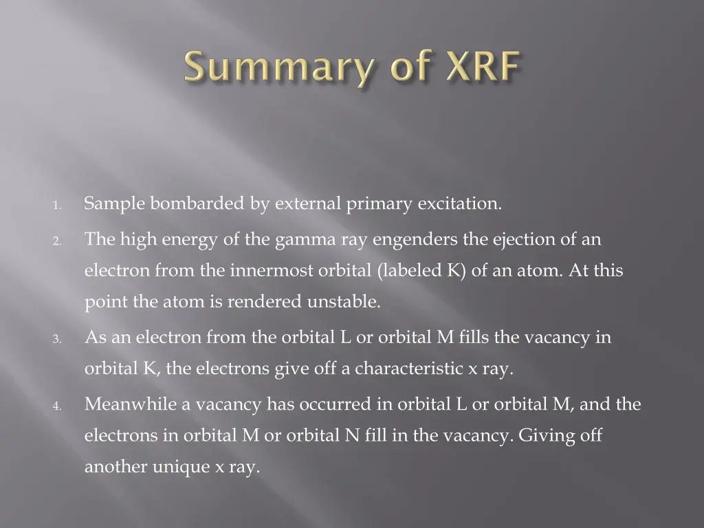 sample bombarded by external primary excitation