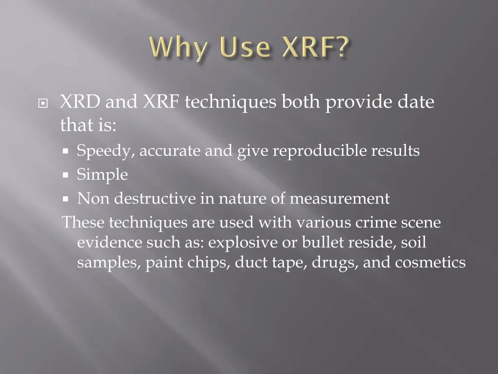 xrd and xrf techniques both provide date that