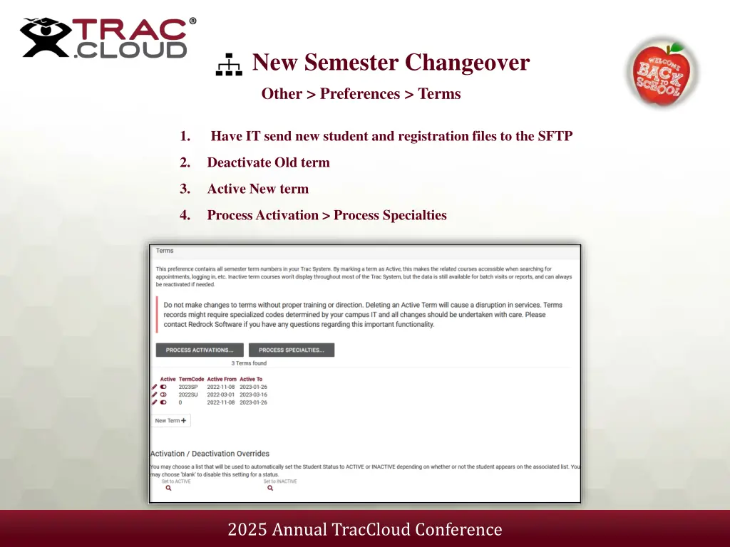 new semester changeover