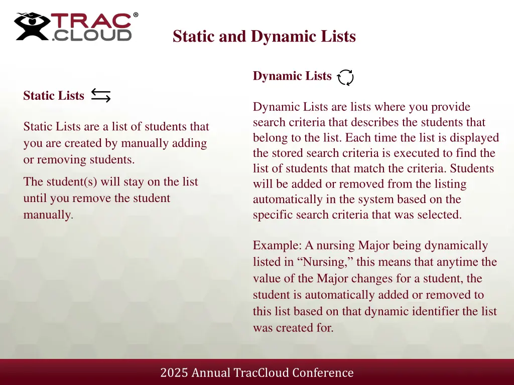 static and dynamic lists
