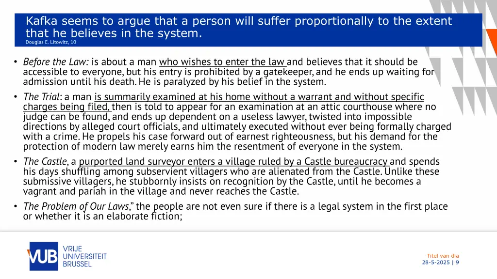 kafka seems to argue that a person will suffer