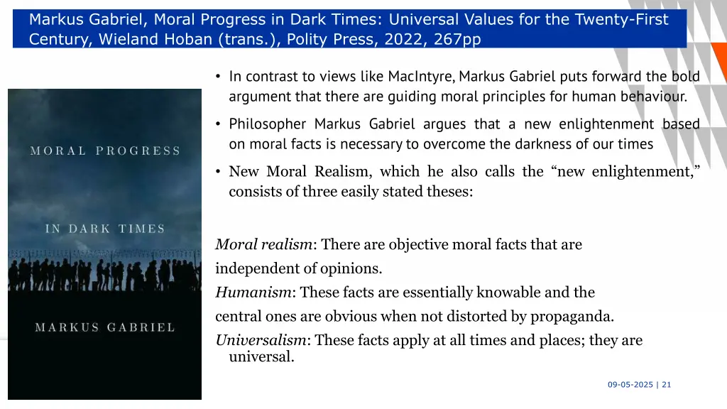 markus gabriel moral progress in dark times