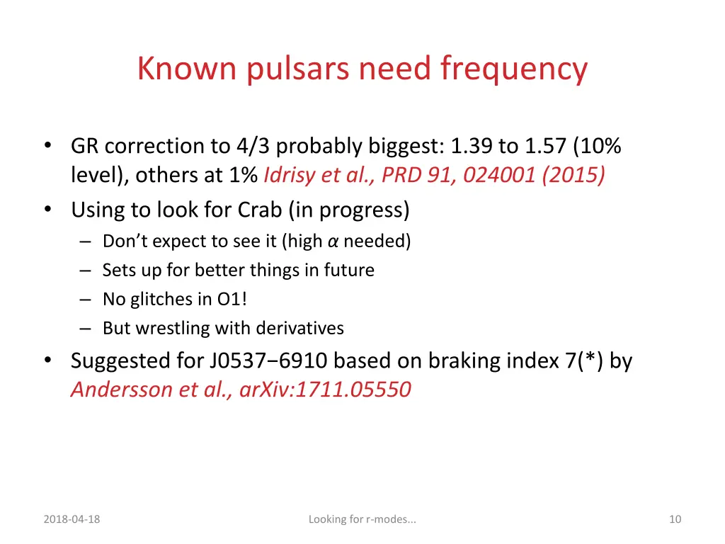 known pulsars need frequency