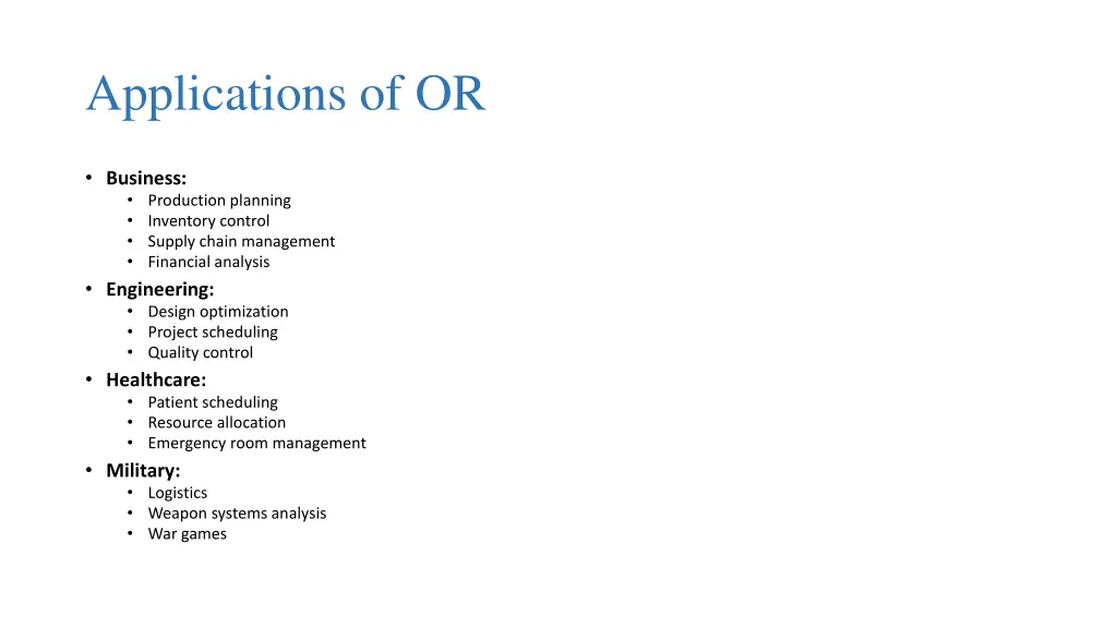 applications of or