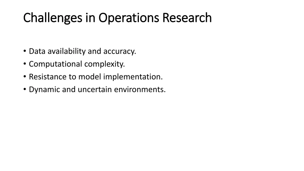 challenges in operations research challenges