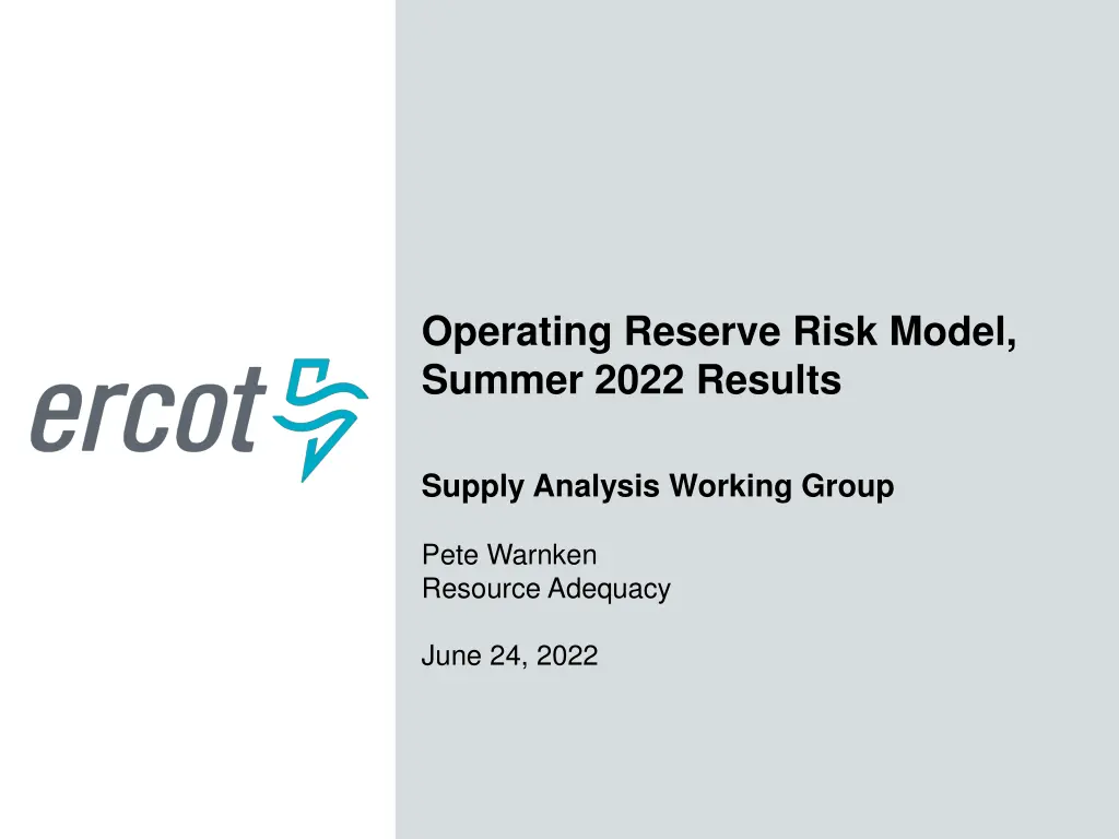 operating reserve risk model summer 2022 results