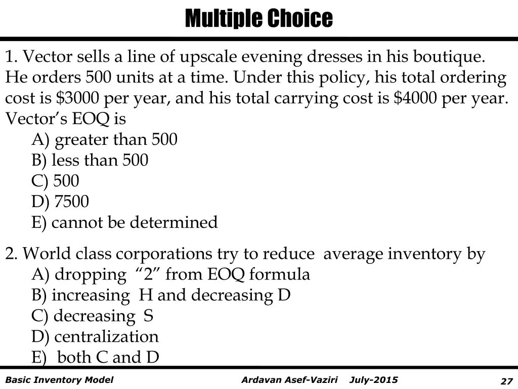 multiple choice