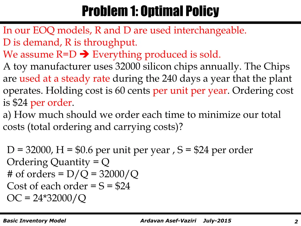 problem 1 optimal policy