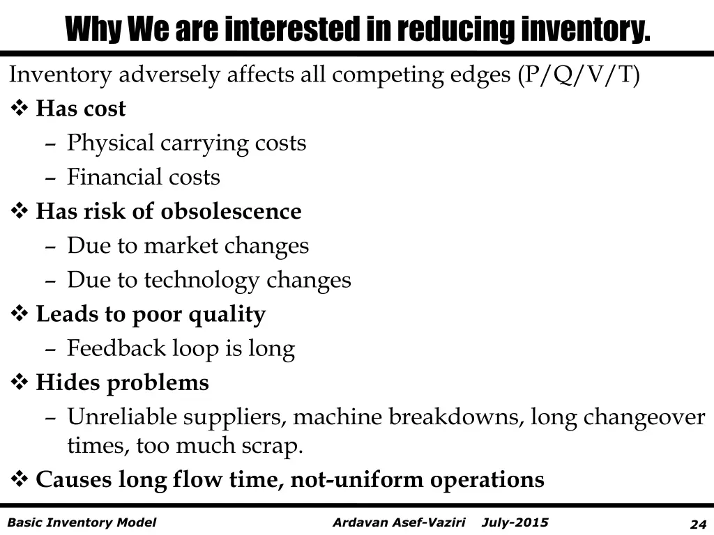 why we are interested in reducing inventory