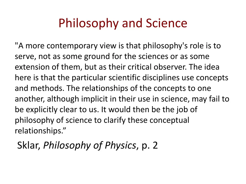philosophy and science