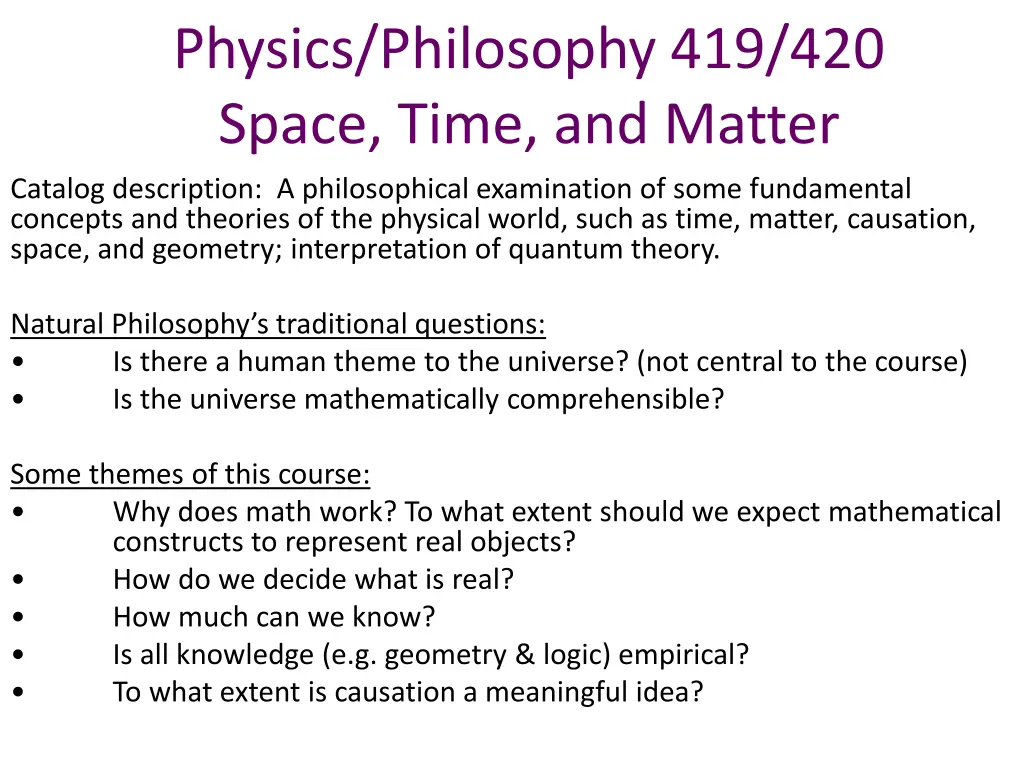 physics philosophy 419 420 space time and matter